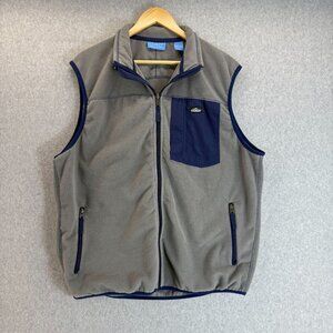 Coast Pawleys Island SC Mens Size Large‎ Gray Navy Blue Fleece Vest Full Zip